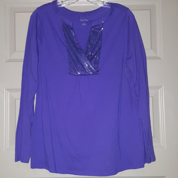 Lane Bryant Tops - Purple sequin v neck top